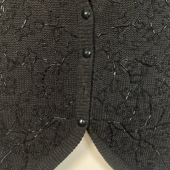 Bryn Connelly 90s Vintage Cotton Beaded Sweater Vest Cardigan Button Down Size S - Picture 4 of 13